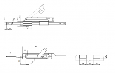  Щитовые замки Замок мебельный MS-1925-3KD/P (ригель изогнутый /+8 мм/, английский ключ) (артикул 0929 KD/P) цена в розницу 754 ру  замок.su (изображение №4)