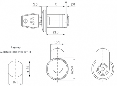  Замки Euro Locks Кулачковый мебельный замок С912 0912 EuroLocks с защитой от пыли и влаги (артикул С912-53-4А/19680) цена в розницу 320 ру  замок.su (изображение №5)