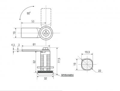  Щитовые замки Замок мебельный MS-7055-62-3 C без ключа. (артикул 7055-62-3 C) цена в розницу 201 ру  замок.su (изображение №6)