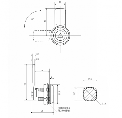  Щитовые замки Замок мебельный MS-7055-28-3 C без ключа. (артикул 7055-28-3 C) цена в розницу 141 ру  замок.su (изображение №5)