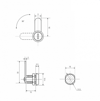  Почтовые замки Замок мебельный Мини  15/90° мастер C																																																										 (артикул 0103 C										) цена в розницу 47 ру  замок.su (изображение №7)