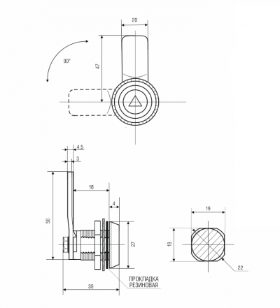  Щитовые замки Замок мебельный MS-705-3 CN без ключа (артикул 0773 CN) цена в розницу 79 ру  замок.su (изображение №2)