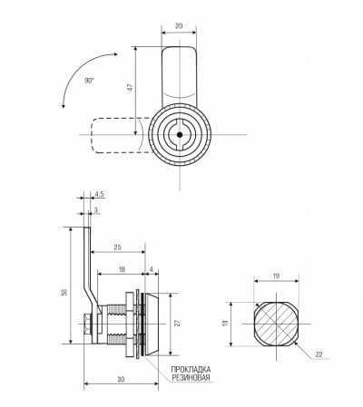  Щитовые замки Замок мебельный MS-705-2 LN /без ключа/ (артикул 0772 LN) цена в розницу 79 ру  замок.su (изображение №3)