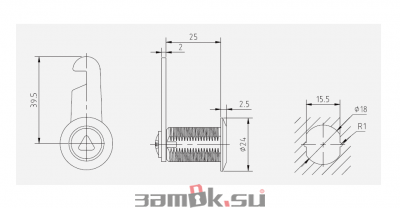  Щитовые замки Замок мебельный MS-104-25 С (артикул 0104-25 C) цена в розницу 81 ру  замок.su (изображение №4)