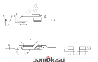  Щитовые замки Замок мебельный MS-1848-3KA/P (ригель изогнутый /+8 мм/, треугольный ключ) (артикул 0993 KA/P) цена в розницу 1047 ру замок.su (изображение №4)