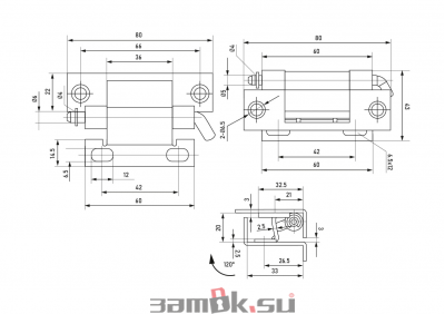  Петли мебельные для металлических шкафов Петля потайная 372V1 (артикул CL250-1) цена в розницу 125 ру замок.su (изображение №4)