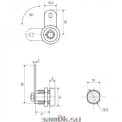  Почтовые замки Замок торцевой 2188-17 мм 90° ключ трубчатый (0123) (артикул 2188-17 KD ) цена в розницу 129 ру замок.su (изображение №2)
